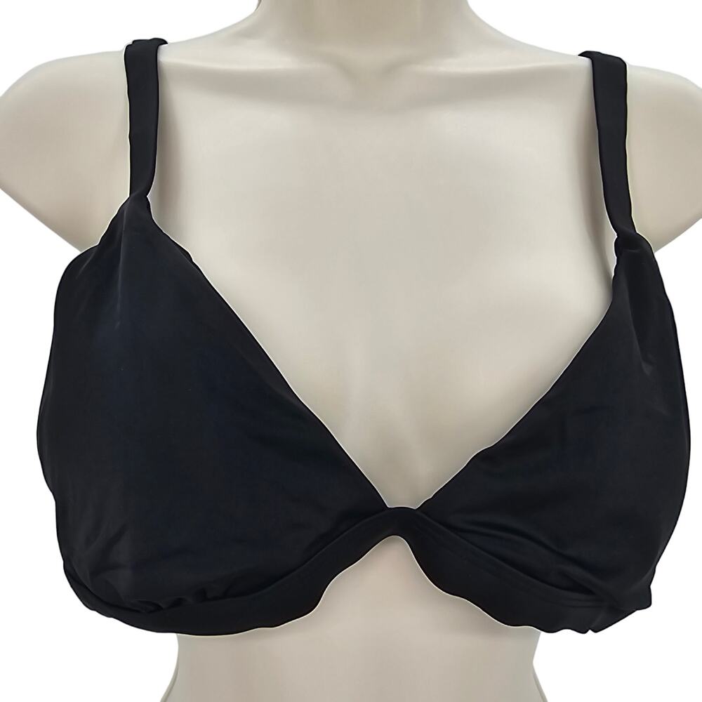 Andie Swim Womans size L The Caicos Bikini Top in Black Adjustable Straps NEW